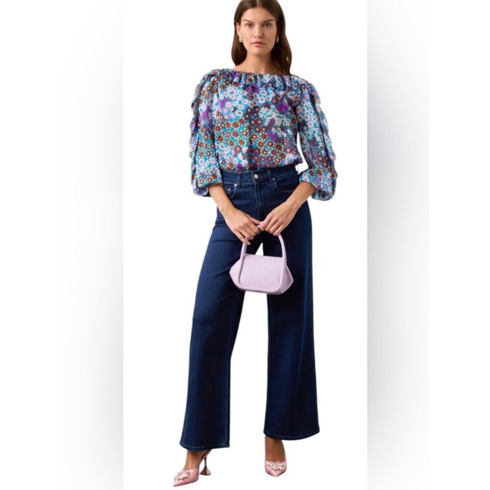 Kate Spade New York Pacific Petals Silk Chiffon Blouse Size Small